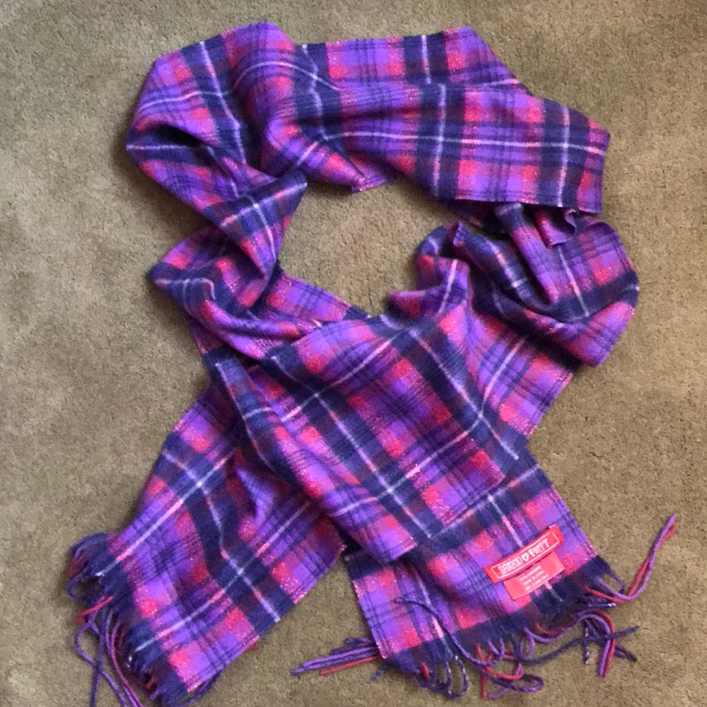 COACH Poppy 100% Cashmere PRPL/PINK Plaid Scarf